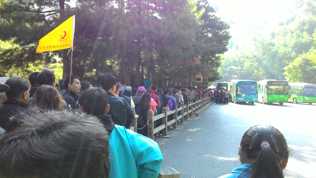 Crowded bus station